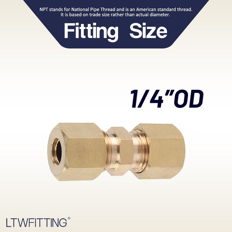 LTWFITTING 1/4-Inch OD Compression Union,Brass Compression Fitting(Pack of 30) - Image 2